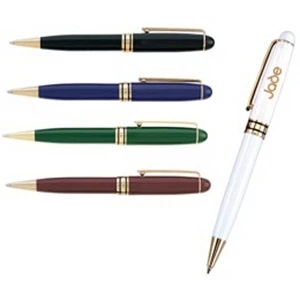 Ballpoint Pen With Brass Construction And Glisten Color Finish With Gold Accents