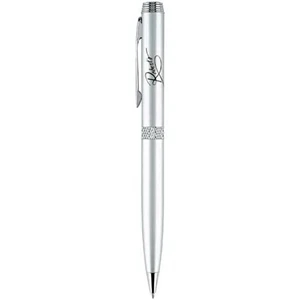 Ballpoint Pen. Has Aluminum Barrel With Diamond Cut Textured Middle Ring