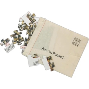 9 Piece Puzzle With Round Corners - Unassembled 5" X 7" Puzzle In A Cotton Bag