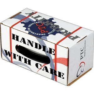 Addition Of Spot Mount Label - B-flute Corrugated Box With Handle, 7 1/4" X 4" X 4"