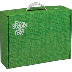 Addition Of Spot Mount Label - B-flute Corrugated Box With Handle, 12 1/4" X 9 1/2" X 4"