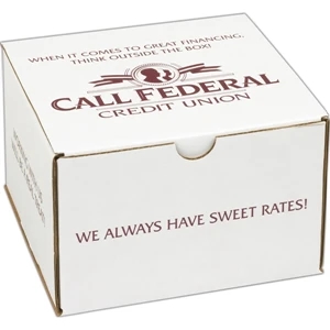 Addition Of Spot Mount Label - B-flute Corrugated Tuck Box, 6" X 6" X 4"