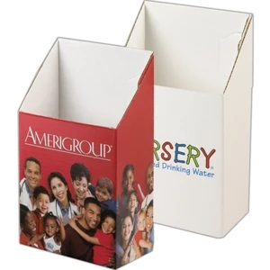 Addition Of Spot Mount Label - E-flute Corrugated Brochure Holder, White Both Sides