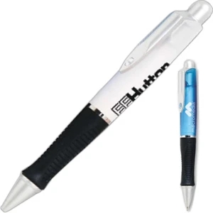 Industrial Targetline - Translucent Plastic Pen With Black Grip And Pewter Colored Clip And Tip