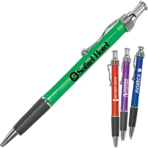 Snazzy - Translucent Plastic Ballpoint Pen With Chrome Clip And Black Grip
