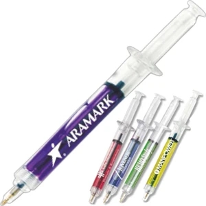Targetline - Plastic Clear Syringe Shape Ballpoint Pen With Colored Liquid
