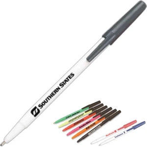 Twist Stick Targetline - White Plastic Twist Stick Ballpoint Pen With Non Removable Cap