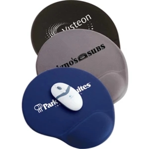 Printed - Oval, 1/4" Thick Mouse Pad With Gel Wrist Rest And Non Skid Base