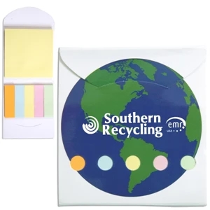 Global Theme Pocket Memo Book Includes Note Pad And 5 Pastel Color Flags