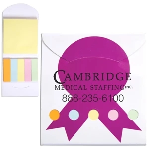 Pink Ribbon Theme Pocket Memo Book Includes Note Pad And 5 Pastel Color Flags