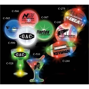 Martini Glass Stock Shape Flashing Led Button With Tie-tac Butterfly Clip Backing