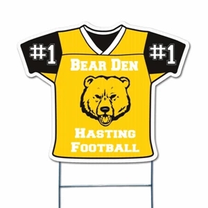Football Jersey - Die Cut Yard Sign, Weather Resistant, 4mm Corrugated Vinyl