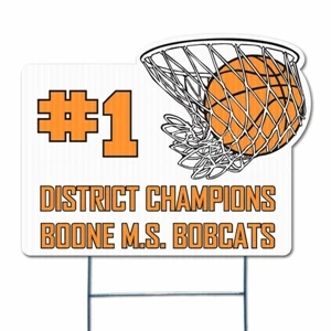 Basketball Hoop - Die Cut Yard Sign, Weather Resistant, 4mm Corrugated Vinyl