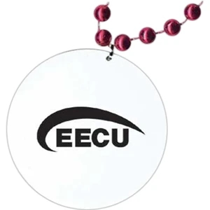 Burgundy - Medallion Necklace, 33" With 7 1/2 Mm Beads And 2 1/2" White Medallion