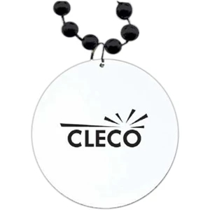 Black - Medallion Necklace, 33" With 7 1/2 Mm Beads And 2 1/2" White Medallion