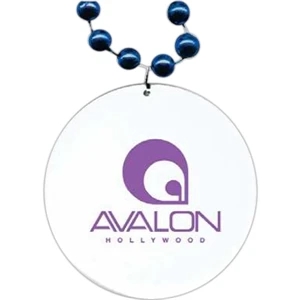 Royal Blue - Medallion Necklace, 33" With 7 1/2 Mm Beads And 2 1/2" White Medallion