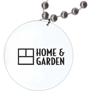 Silver - Medallion Necklace, 33" With 7 1/2 Mm Beads And 2 1/2" White Medallion