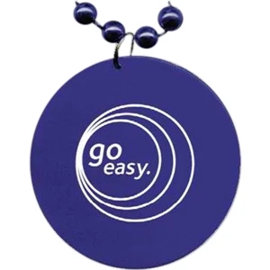 Navy Blue - Medallion Necklace, 33" With 7 1/2mm Beads With Matching 2 1/2" Medallion
