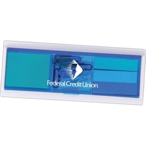 Translucent Blue - Ruler With Sticky Notes, Flags And Paper Clips. Closeout Price! While Supplies Last