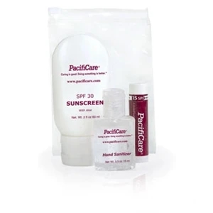 Spf 30 Sunscreen, Hand Sanitizer, And Moisture Lip Balm All With Custom Imprint