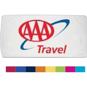 Embroidery On White Towel - Basic Weight 100% Cotton Terry Beach Towel, With Dobby End Hem Borders