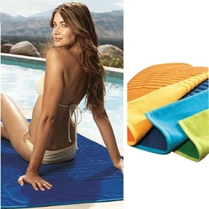 Reversible Beach Towel (tm) - Embroidered - Beach Towel With Complementary Color Patterns On Either Side