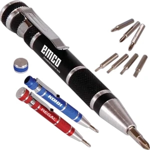 Tool With 8 Interchangeable Screwdriver Bits (phillips And Flathead - 4 Sizes Each)