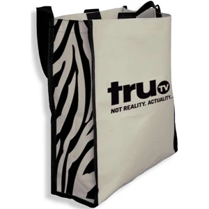 Zebra - Tote Bag With Contrasting Black Webbing Straps And Bold Zebra Print On Side Gussets