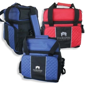 Diamond Stitch - Lunch Cooler Bag With Front Pocket And Two Side Mesh Pockets