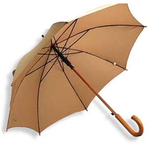 Encore - Umbrella With 48" Arc, Wood Shaft With Curved Wood Handle, Matching Sleeve