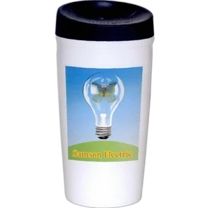 Barista - 2 Working Days - Full Color Double Wall Porcelain Cup With Silicone Lid, 10 Oz