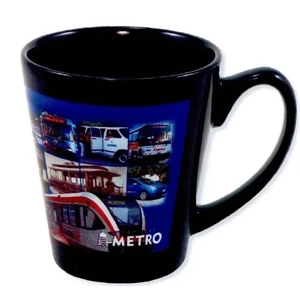 Coffee House - 2 Working Days - Full Color Black Stoneware Mug, 12 Oz. Unlimited Graphic Capabilities