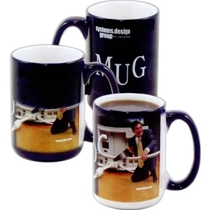 Mystique (r) - Black - Stoneware Mug With Patented Thermochromatic Sublimation Process, 15 Oz
