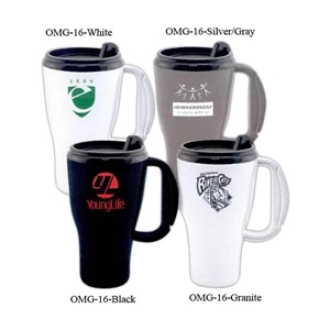 Omega - Contemporary Style Plastic Travel Mug With Ergonomic Thumb Slide Lid