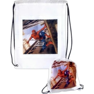 Full Color Nylon Drawstring Backpack With Front Pocket, 12 1/4" X 17 1/2"