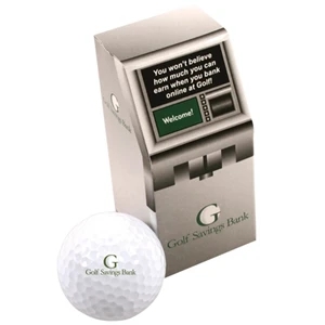 Yourbrandgolf (r) - Two Ball Atm Golf Ball Box Great For Cash, Money, Banking Or Financial Promotions