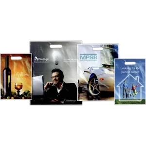 11" X 15" - Full Color Low Minimum, Low Density Polyethylene One Side Plastic Take Home Bag