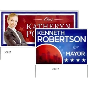 36" X 16" - Custom Printed Full Color Plastic Yard Sign With Steel Frame