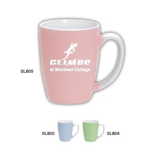 Blue - Outside Color Ceramic Bistro Mug With White Inside And Handle, 11 Oz