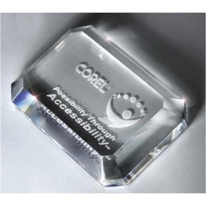 Master Collection - 4" X 2 3/4" - Optic Crystal Paperweight With Digi Color Frost Imprint