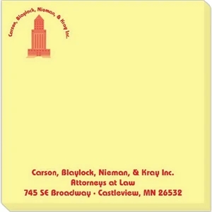 Triple Spidertac (r) - Standard 4" X 4" Adhesive Sticky Note Pad, 25 Sheets, 50 Lb. Paper Stock