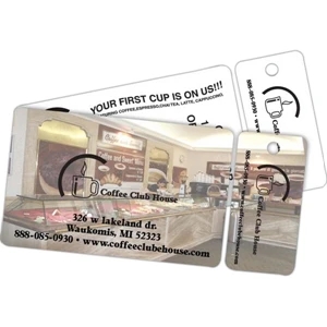 Standard Stock Coupon. 25 Mil Plastic Laminated Front And Back. 2 1/8" X 4 7/16"