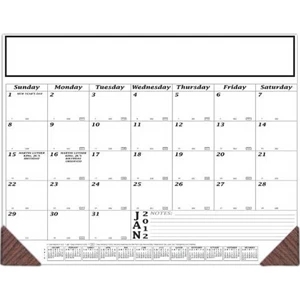Desk Pad, 12 Month Desk Calendar With Small Ruled Note Section, 21 3/4" X 16 3/4"