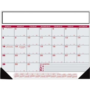 Small Ruled Lines On Lower Right - 12 Month Desk Calendar, 21 3/4" X 16 3/4"