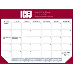 Desk Pad Calendar With Vinyl Header, Two Corners, Vinyl Enclosed, 22" X 17"