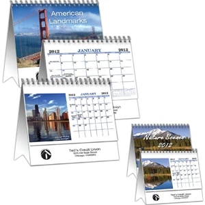 Easel Desk Calendar, 12 Month, Wire-o-bound, 5-5/8" X 4-5/8"; Bound On 5-5/8"