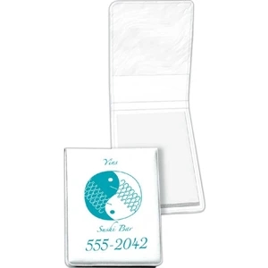 Pocket Size Vinyl Note Pad, Includes A 40 Sheet Adhesive Pad And Blue Pen