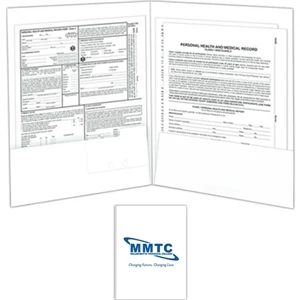 White Card Stock Two Pocket Presentation Folder With Business Card Slots In Pocket