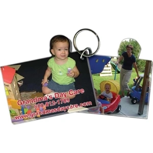 Acrylic Key Chain, 2-sided Imprint, Cuts Out Of 4 Sq. Inches, 1-4" Thickness