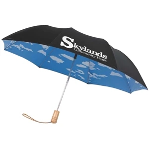 Automatic Opening 43" Arc Folding Umbrella With Pu Coated Double Sided Fabric